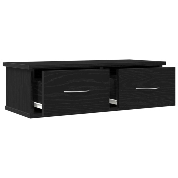 Raft de perete cu sertar, stejar negru, 60x26x18,5 cm, lemn - Img 4