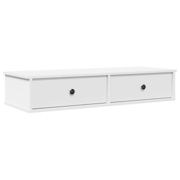 Raft de perete cu sertare, alb, 100x37,5x19 cm, lemn prelucrat - Img 2