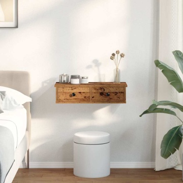 Raft de perete cu sertare Lemn vechi 60x25x15 cm Lemn prelucrat - Img 3
