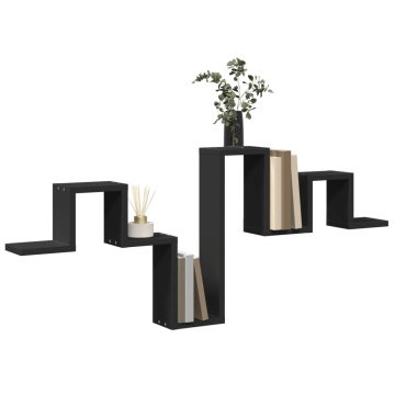 Raft de perete, negru, 104,5x10x43 cm, lemn prelucrat - Img 4