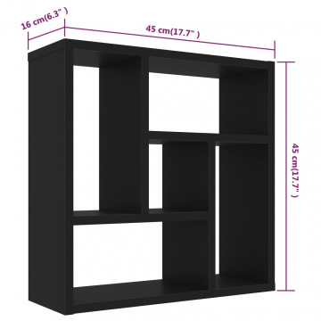 Raft de perete, negru, 45,1 x 16 x 45,1 cm, PAL - Img 5