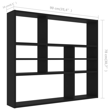 Raft de perete, negru, 90x16x78 cm, lemn prelucrat - Img 5