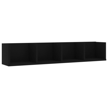 Raft de perete pentru CD-uri negru 100x18x18 cm lemn prelucrat - Img 2