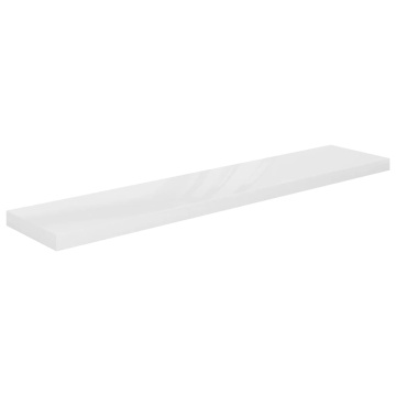 Raft de perete suspendat, alb extralucios, 120x23,5x3,8 cm, MDF - Img 2