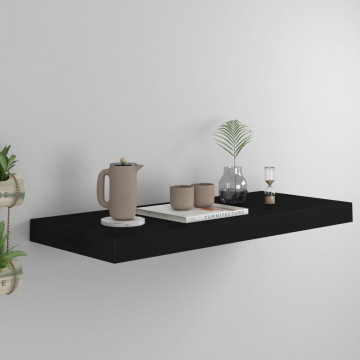 Raft de perete suspendat, negru, 60x23,5x3,8 cm, MDF - Img 1