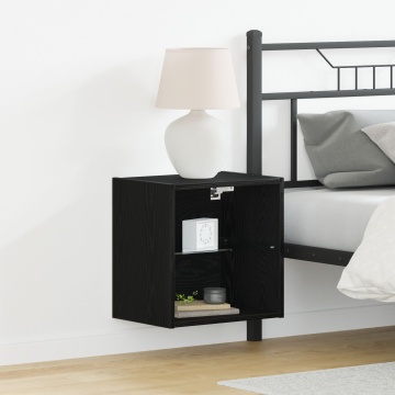 Raft flotant 2 buc Negru Stejar 40x28,5x40 cm Lemn compus - Img 1