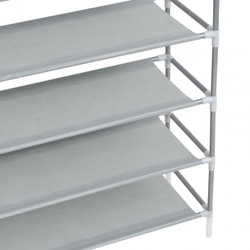 Raft încălțăminte 10 etajere, metal și textil nețesut, argintiu - Img 6