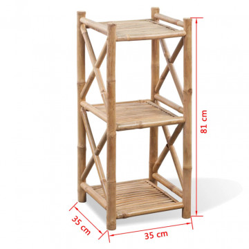 Raft pătrat cu 3 niveluri din bambus - Img 4