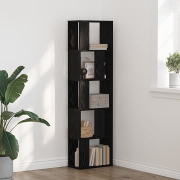 Raft pentru cărți 5 nivele Negru Stejar 45x23,5x162,5 cm Lemn prelucrat - Img 1