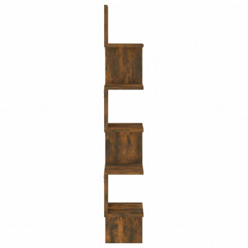 Raft perete de colț stejar afumat 20x20x127,5 cm lemn compozit - Img 4