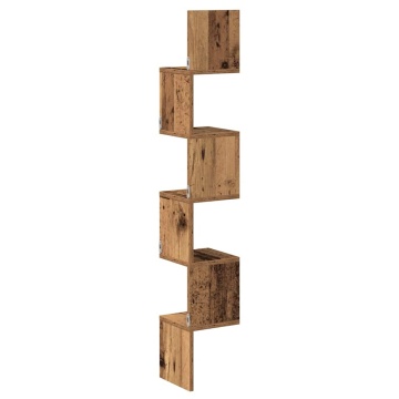 Raft perete pentru colț lemn vechi 20x20x127,5cm lemn prelucrat - Img 5