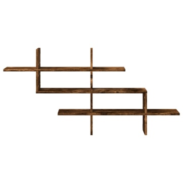Raft perete, stejar fumuriu, 124,5x18x60,5 cm, lemn prelucrat - Img 4