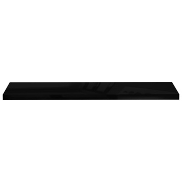 Raft perete suspendat, negru extralucios, 120x23,5x3,8 cm, MDF - Img 4