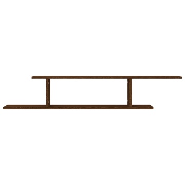 Raft TV montat pe perete stejar maro 125x18x23 cm lemn - Img 8