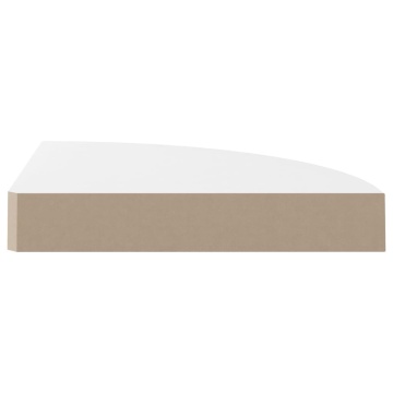 Rafturi colț perete, 4 buc., alb extralucios, 25x25x3,8 cm, MDF - Img 4
