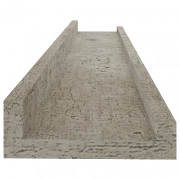 Rafturi de perete, 2 buc., gri beton, 60x9x3 cm - Img 5