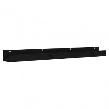 Rafturi de perete, 2 buc., negru, 110x12x9 cm, lemn masiv pin - Img 3