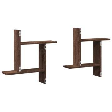 Rafturi de perete 2 buc. stejar maro 50x12x50 cm lemn prelucrat - Img 5