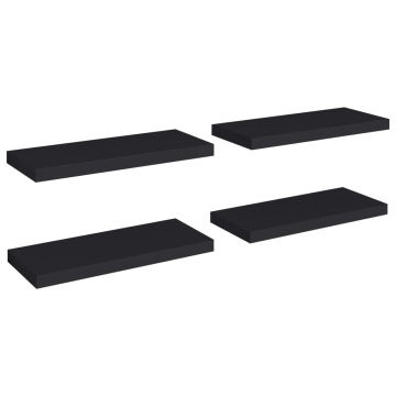 Rafturi de perete, 4 buc., negru, 60 x 23,5 x 3,8 cm, MDF - Img 2