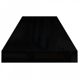 Rafturi de perete, 4 buc., negru extralucios 80x23,5x3,8 cm MDF - Img 5
