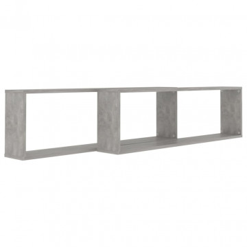 Rafturi de perete cub, 2 buc., gri beton, 100x15x30 cm, PAL - Img 4