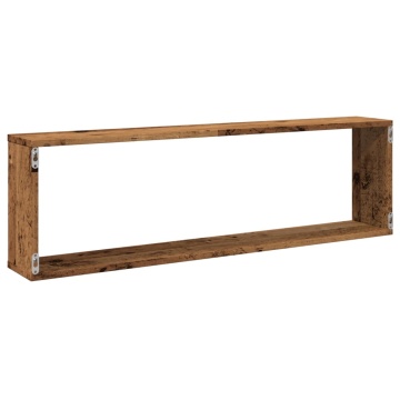 Rafturi de perete cub, 2 buc., lemn vechi, 100x15x30 cm, lemn - Img 6