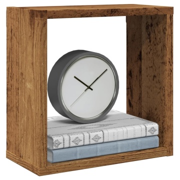 Rafturi de perete cub, 2 buc., lemn vechi, 30x15x30 cm lemn - Img 1