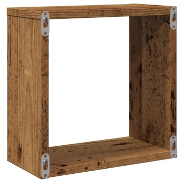 Rafturi de perete cub, 2 buc., lemn vechi, 30x15x30 cm lemn - Img 6