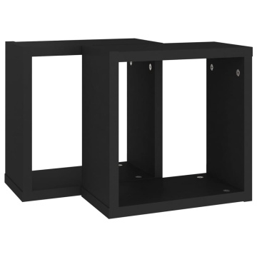 Rafturi de perete cub, 2 buc., negru, 30x15x30 cm - Img 8