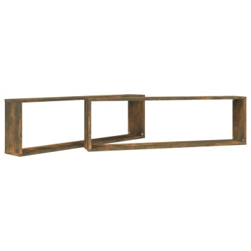 Rafturi de perete cub, 2 buc., stejar fumuriu 100x15x30 cm lemn - Img 4