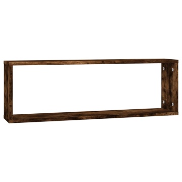 Rafturi de perete cub, 2 buc. stejar fumuriu 80x15x26,5 cm lemn - Img 8