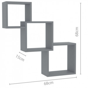 Rafturi de perete cub, gri extralucios, 84,5x15x27 cm, PAL - Img 6