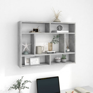Rafturi de perete, gri beton, 75x16x55 cm, PAL - Img 1