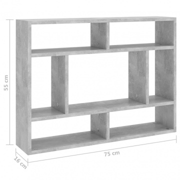 Rafturi de perete, gri beton, 75x16x55 cm, PAL - Img 5