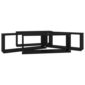 Rafturi de perete în formă de cub, 4 bucăți, negru, 60x15x23 cm, PAL - Img 7