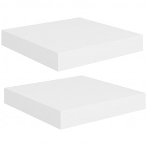 Rafturi de perete suspendate, 2 buc., alb, 23x23,5x3,8 cm, MDF - Img 2