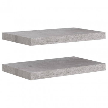 Rafturi de perete suspendate 2 buc. gri beton 50x23x3,8 cm MDF - Img 2