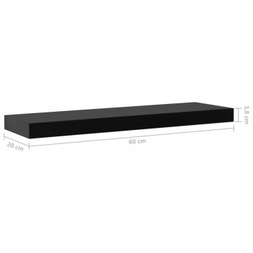 Rafturi de perete suspendate, 2 buc., negru, 60x20x3,8 cm - Img 5