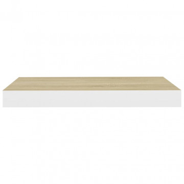 Rafturi perete suspendate 2 buc. alb/stejar 50x23x3,8cm MDF - Img 8