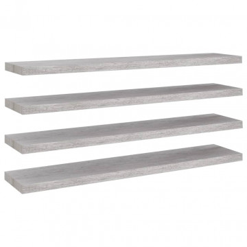 Rafturi perete suspendate 4 buc. gri beton 120x23,5x3,8 cm MDF - Img 2