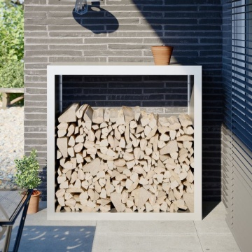 Rastel pentru lemne de foc, alb, 100x40x100 cm, oțel - Img 1