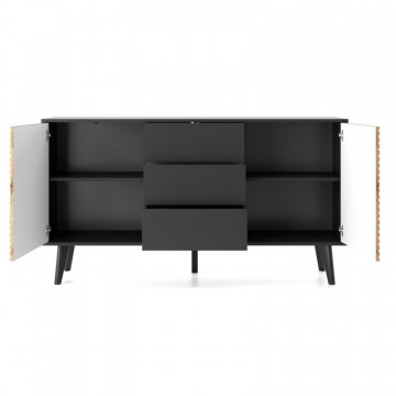 Ravena RV05 Comodă artizanală din stejar 2D3S - negru 154 cm - Img 3