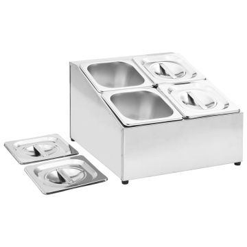 Recipient Gastronorm cu 4 secțiuni GN 1/6 oțel inoxidabil - Img 5