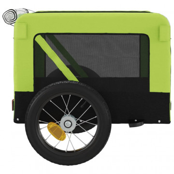Remorcă de bicicletă câini verde&negru textil oxford&fier - Img 7