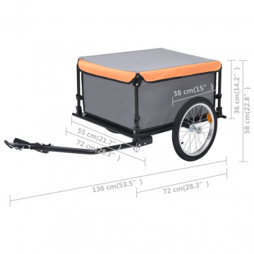 Remorcă pentru bicicletă, gri și portocaliu, 65 kg - Img 5