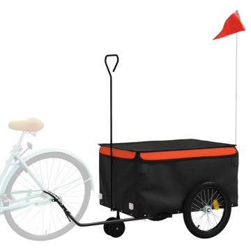 Remorcă pentru biciclete negru/portocaliu, 30 kg, fier - Img 3