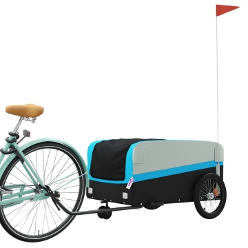 Remorcă pentru biciclete, negru și albastru, 45 kg, fier - Img 3