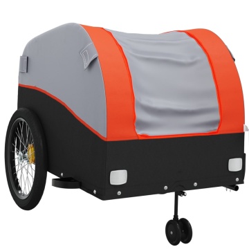 Remorcă pentru biciclete, negru și portocaliu, 45 kg, fier - Img 4