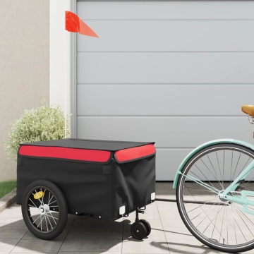 Remorcă pentru biciclete, negru și roșu, 45 kg, fier - Img 1