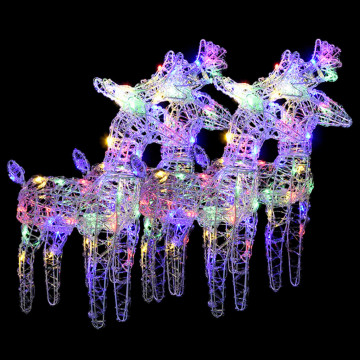 Reni de Crăciun, 4 buc., multicolor, 160 LED-uri, acril - Img 2